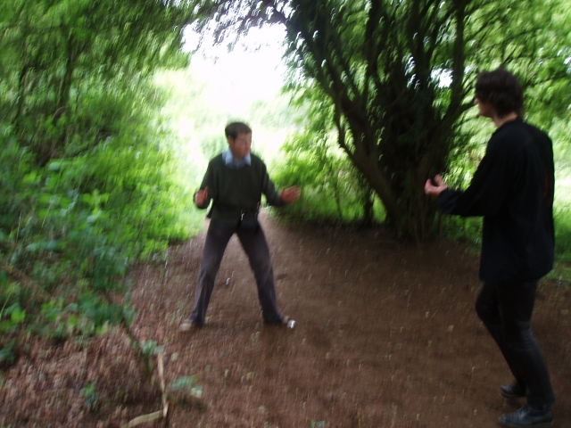 Edwin Lunn tries out his newly-trained skills against the master.